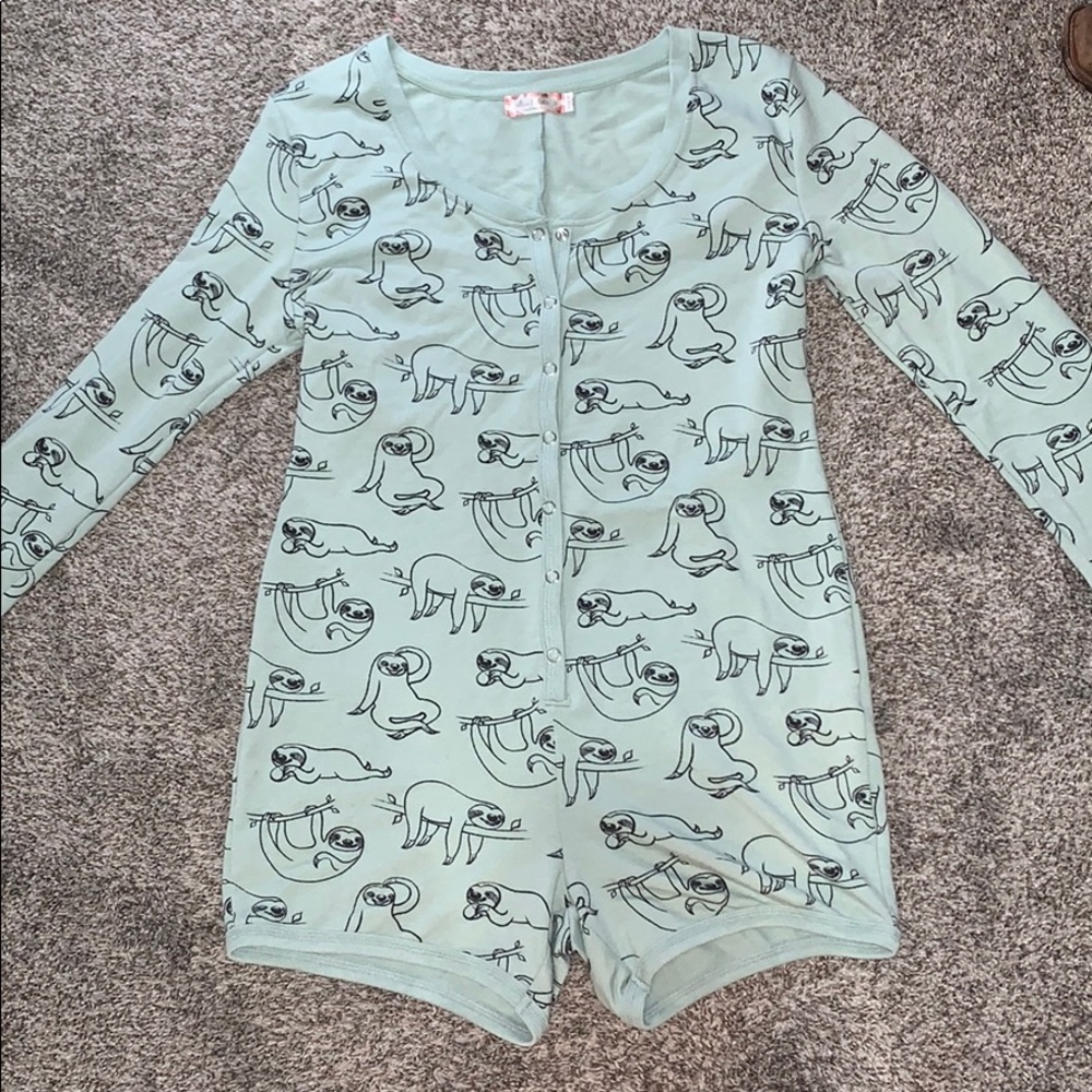 Teal/ Black clip up Onzie with Sloths
